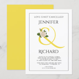 Verlichtende gele ampersand virtuele bruiloft kaart