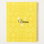 verlichtende gele batik elegante monogram naam planner (Achterkant)