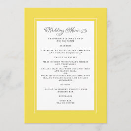 Verlichtende gele bruiloft Moderne grafische grenz Menu