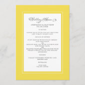 Verlichtende gele bruiloft Moderne grafische grenz Menu (Voorkant)