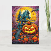 Verlichtende Halloween pompoen Kaart (Voorkant)