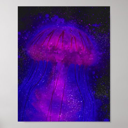 Verlichtende kwal onderwater oceaan waterverf poster (Voorkant)