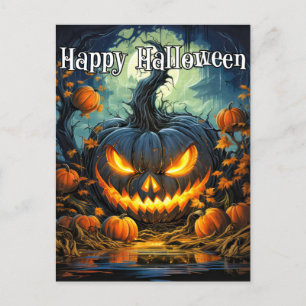 Verlichtende Spooky Pompoen   Happy Halloween Briefkaart