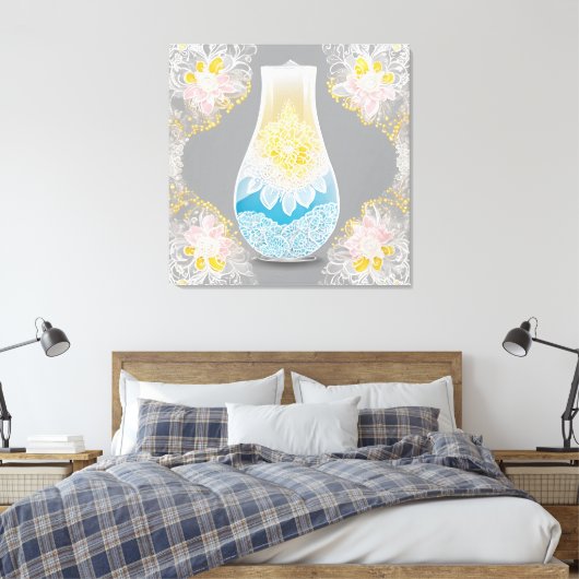 Verlichting Blue Lace AI kunst Canvas Afdruk (Insitu (Slaapkamer))
