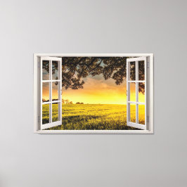 Verlichting dat je huis in een landschap ligt canvas afdruk