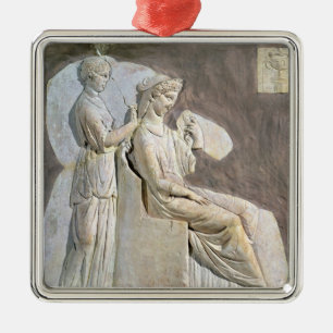 Verlichting die een vrouw in haar teille afschilde metalen ornament