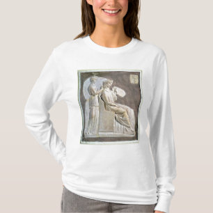 Verlichting die een vrouw in haar teille afschilde t-shirt