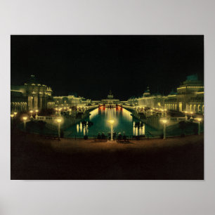 Verlichting grote rechtbank nacht - 1898 poster