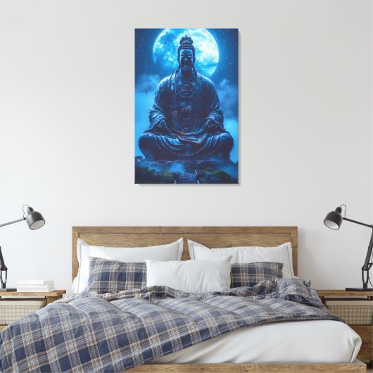 Verlichting in Blauw Canvas Afdruk (Insitu (Slaapkamer))