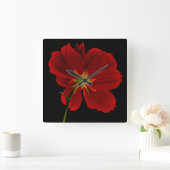 Verlichting in duisternis/Rode Gerbera-fotografie Vierkante Klok (Huis)