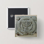 Verlichting met een menorah vierkante button 5,1 cm (Voorkant /achterkant)