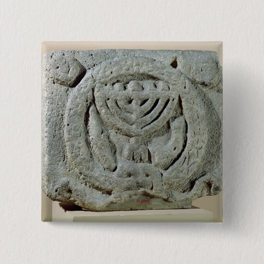 Verlichting met een menorah vierkante button 5,1 cm (Voorkant)