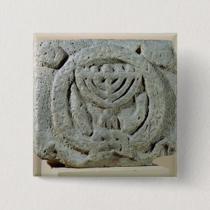 Verlichting met een menorah vierkante button 5,1 cm