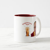 Verlichting nu! - Dalai Lama Tweekleurige Koffiemok (Voorkant rechts)