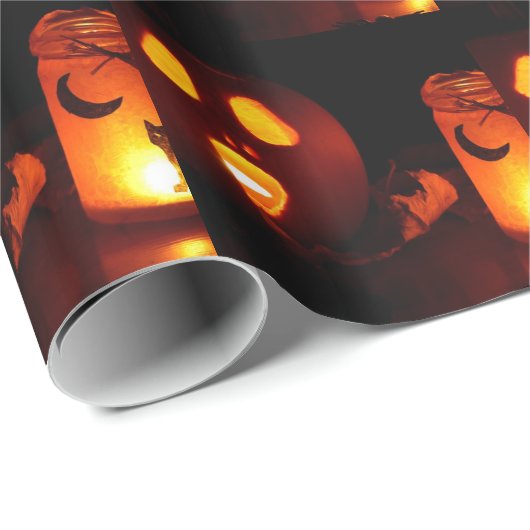 Verlichting pompoen Halloween inpakpapier (Rol Hoek)