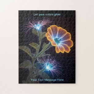 Verlichting Radiant Neon Glow Flower Art Legpuzzel