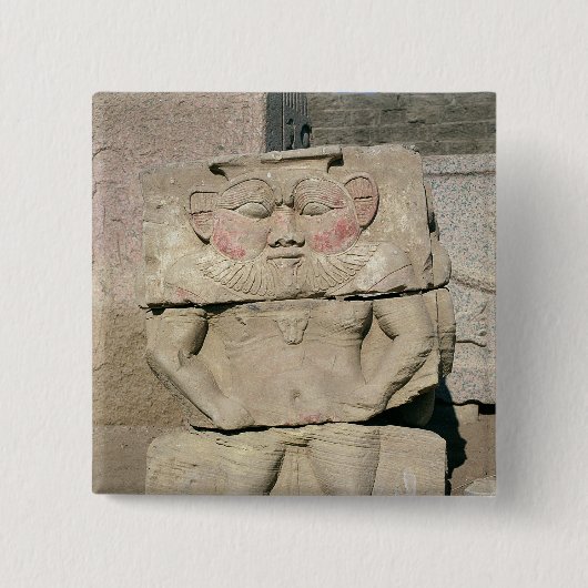 Verlichting van de Egyptische huisgod Bes Vierkante Button 5,1 Cm (Voorkant)