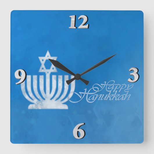 Verlichting van de Menorah Vierkante Klok (Voorkant)