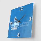 Verlichting van de Menorah Vierkante Klok (Hoek)