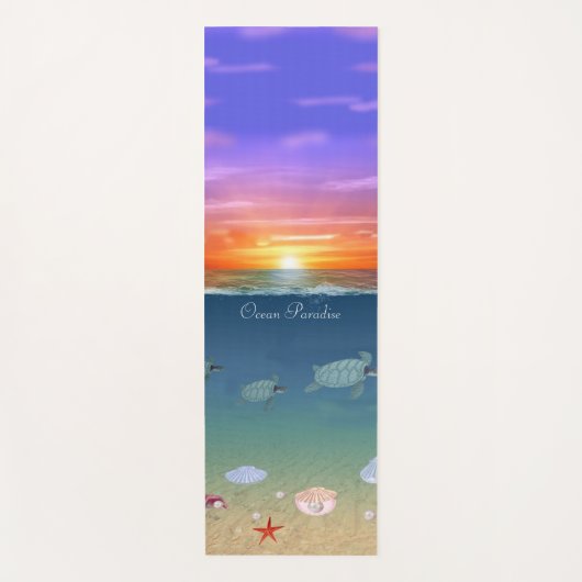 Verlichting van de oceaanzonsopgang, schildpadden, yogamat (Voorkant)