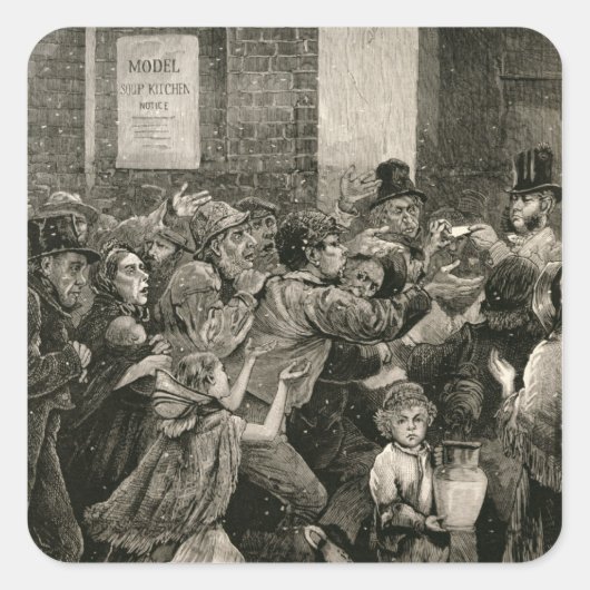 Verlichting van de werklozen in Londen Vierkante Sticker (Voorkant)