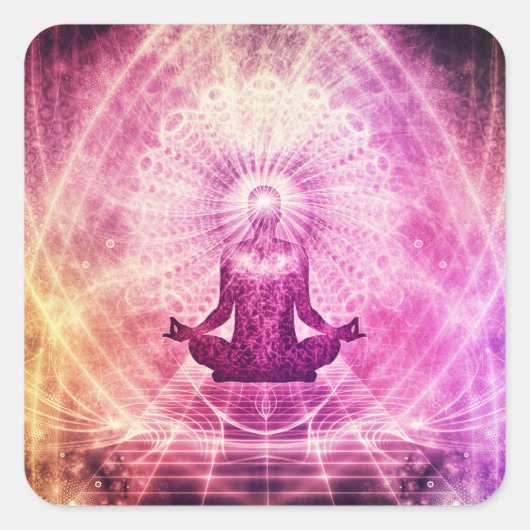 Verlichting van de wet op Attraction Chakra Vierkante Sticker (Voorkant)