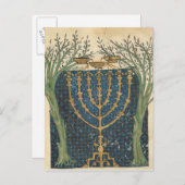 Verlichting van een menorah, van briefkaart (Voorkant / Achterkant)
