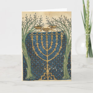Verlichting van een menorah, van feestdagen kaart