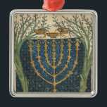 Verlichting van een menorah, van metalen ornament<br><div class="desc">Illumination of a menorah,  from the Jewish Cervera Bible,  1299 | door Joseph Asarfati | Art Location: Instituto da Biblioteca Nacional,  Lissabon,  Portugal | Franse artiest | Collectie Afbeelding nummer: XIR161985</div>