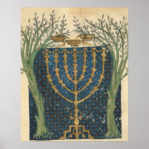 Verlichting van een menorah, van poster