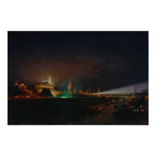 Verlichting van het Kremlin, 1883 (olie op canvas) Poster (Voorkant)