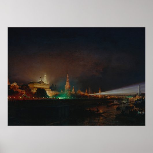 Verlichting van het Kremlin, 1883 (olie op canvas) Poster (Voorkant)