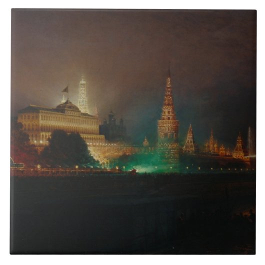 Verlichting van het Kremlin, 1883 (olie op canvas) Tegeltje (Voorkant)
