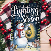 Verlichting van het seizoen Sneeuwman Kerstmis Theedoek