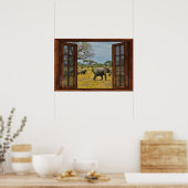 Verlichting van het venster Fake - Afrikaanse olif Poster (Keuken)