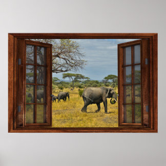 Verlichting van het venster Fake - Afrikaanse olif Poster