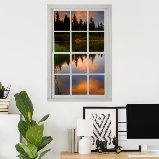 Verlichting van het venster Fake Faux - Lake Refle Poster (Thuiskantoor)
