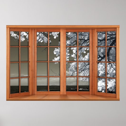 Verlichting van het venster Fake - Omineuze witte  Poster (Voorkant)