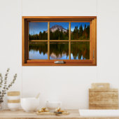 Verlichting van het venster Fake - Uitzicht voor r Poster (Keuken)