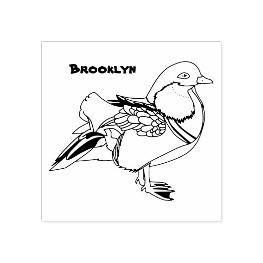 Verlichting van kleurrijke mandarijneenden rubberstempel (Afrduk)