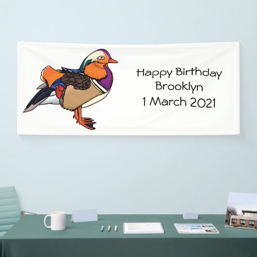 Verlichting van kleurrijke mandarijneenden spandoek (Beurs)