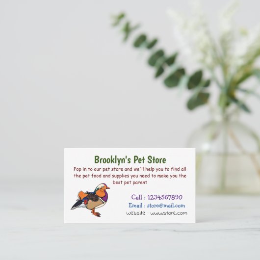 Verlichting van kleurrijke mandarijneenden visitekaartje (Staand voorkant)