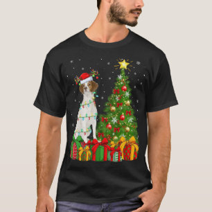 Verlichting Xmas Boom Santa Hoed Bretagne Spaniel T-shirt