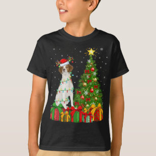 Verlichting Xmas Boom Santa Hoed Bretagne Spaniel T-shirt