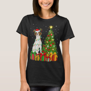 Verlichting Xmas Boom Santa Hoed Bretagne Spaniel T-shirt