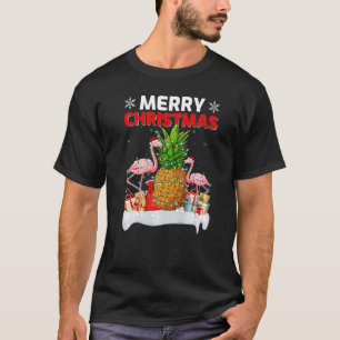 Verlichting Xmas Santa Hat Flamingo Pineapple Merr T-shirt