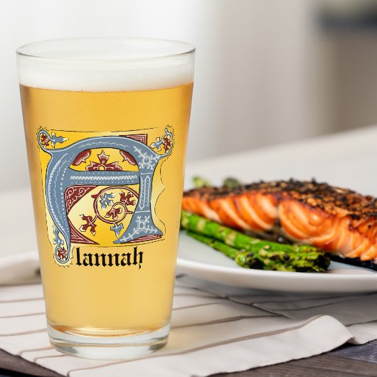 Verlichtingsbrief A (middeleeuws blauw en rood) Glas