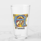 Verlichtingsbrief A (middeleeuws blauw en rood) Glas (Voorkant)