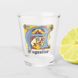 Verlichtingsbrief A (middeleeuws blauw en rood) Shot Glas