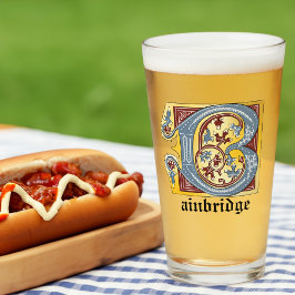 Verlichtingsbrief B (middeleeuws blauw en rood) Glas